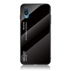 Custodia Silicone Specchio Laterale Sfumato Arcobaleno Cover LS1 per Samsung Galaxy M02 Nero