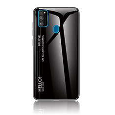 Custodia Silicone Specchio Laterale Sfumato Arcobaleno Cover LS1 per Samsung Galaxy M21 Nero