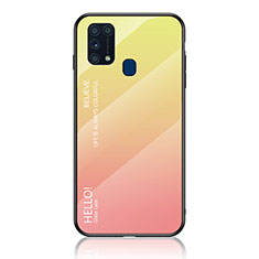 Custodia Silicone Specchio Laterale Sfumato Arcobaleno Cover LS1 per Samsung Galaxy M31 Prime Edition Giallo