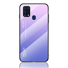 Custodia Silicone Specchio Laterale Sfumato Arcobaleno Cover LS1 per Samsung Galaxy M31 Prime Edition Lavanda