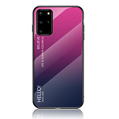 Custodia Silicone Specchio Laterale Sfumato Arcobaleno Cover LS1 per Samsung Galaxy S20 Plus Rosa Caldo