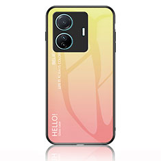 Custodia Silicone Specchio Laterale Sfumato Arcobaleno Cover LS1 per Vivo iQOO Z6 Pro 5G Giallo