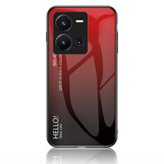 Custodia Silicone Specchio Laterale Sfumato Arcobaleno Cover LS1 per Vivo Y35 4G Rosso