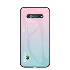 Custodia Silicone Specchio Laterale Sfumato Arcobaleno Cover LS1 per Xiaomi Black Shark 4S Pro 5G Ciano