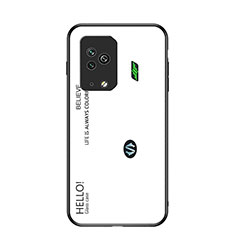 Custodia Silicone Specchio Laterale Sfumato Arcobaleno Cover LS1 per Xiaomi Black Shark 5 Pro 5G Bianco