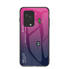 Custodia Silicone Specchio Laterale Sfumato Arcobaleno Cover LS1 per Xiaomi Black Shark 5 Pro 5G Rosa Caldo