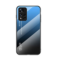 Custodia Silicone Specchio Laterale Sfumato Arcobaleno Cover LS1 per Xiaomi Mi 11i 5G (2022) Blu