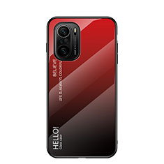 Custodia Silicone Specchio Laterale Sfumato Arcobaleno Cover LS1 per Xiaomi Mi 11X Pro 5G Rosso