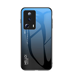 Custodia Silicone Specchio Laterale Sfumato Arcobaleno Cover LS1 per Xiaomi Mi 12 Lite NE 5G Blu