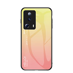 Custodia Silicone Specchio Laterale Sfumato Arcobaleno Cover LS1 per Xiaomi Mi 12 Lite NE 5G Giallo