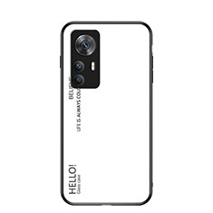 Custodia Silicone Specchio Laterale Sfumato Arcobaleno Cover LS1 per Xiaomi Mi 12T 5G Bianco