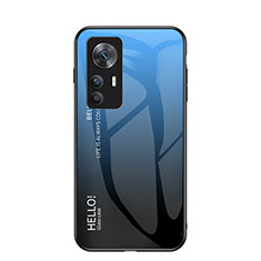 Custodia Silicone Specchio Laterale Sfumato Arcobaleno Cover LS1 per Xiaomi Mi 12T 5G Blu