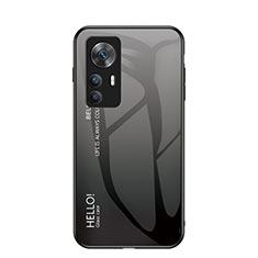 Custodia Silicone Specchio Laterale Sfumato Arcobaleno Cover LS1 per Xiaomi Mi 12T 5G Grigio Scuro