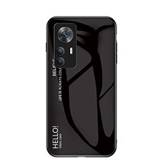 Custodia Silicone Specchio Laterale Sfumato Arcobaleno Cover LS1 per Xiaomi Mi 12T 5G Nero