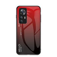 Custodia Silicone Specchio Laterale Sfumato Arcobaleno Cover LS1 per Xiaomi Mi 12T 5G Rosso