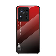 Custodia Silicone Specchio Laterale Sfumato Arcobaleno Cover LS1 per Xiaomi Mi Mix 4 5G Rosso