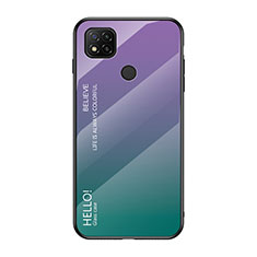 Custodia Silicone Specchio Laterale Sfumato Arcobaleno Cover LS1 per Xiaomi POCO C3 Multicolore