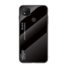 Custodia Silicone Specchio Laterale Sfumato Arcobaleno Cover LS1 per Xiaomi POCO C3 Nero