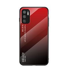 Custodia Silicone Specchio Laterale Sfumato Arcobaleno Cover LS1 per Xiaomi POCO M3 Pro 5G Rosso