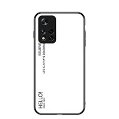 Custodia Silicone Specchio Laterale Sfumato Arcobaleno Cover LS1 per Xiaomi Poco M4 Pro 5G Bianco