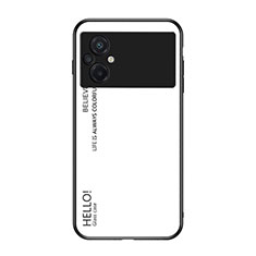 Custodia Silicone Specchio Laterale Sfumato Arcobaleno Cover LS1 per Xiaomi Poco M5 4G Bianco