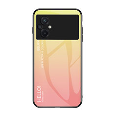 Custodia Silicone Specchio Laterale Sfumato Arcobaleno Cover LS1 per Xiaomi Poco M5 4G Giallo
