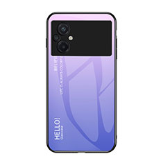 Custodia Silicone Specchio Laterale Sfumato Arcobaleno Cover LS1 per Xiaomi Poco M5 4G Lavanda