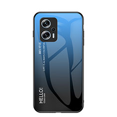 Custodia Silicone Specchio Laterale Sfumato Arcobaleno Cover LS1 per Xiaomi Poco X4 GT 5G Blu