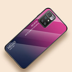 Custodia Silicone Specchio Laterale Sfumato Arcobaleno Cover LS1 per Xiaomi Redmi 10 4G Rosa Caldo