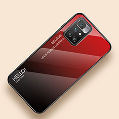 Custodia Silicone Specchio Laterale Sfumato Arcobaleno Cover LS1 per Xiaomi Redmi 10 4G Rosso