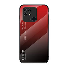 Custodia Silicone Specchio Laterale Sfumato Arcobaleno Cover LS1 per Xiaomi Redmi 10C 4G Rosso