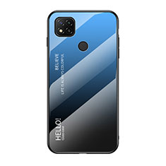 Custodia Silicone Specchio Laterale Sfumato Arcobaleno Cover LS1 per Xiaomi Redmi 9 India Blu