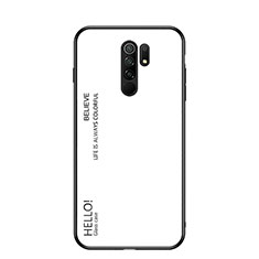 Custodia Silicone Specchio Laterale Sfumato Arcobaleno Cover LS1 per Xiaomi Redmi 9 Prime India Bianco