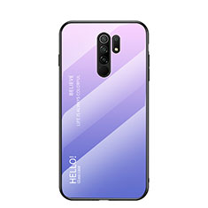 Custodia Silicone Specchio Laterale Sfumato Arcobaleno Cover LS1 per Xiaomi Redmi 9 Prime India Lavanda