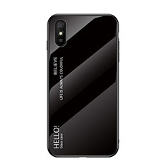 Custodia Silicone Specchio Laterale Sfumato Arcobaleno Cover LS1 per Xiaomi Redmi 9A Nero