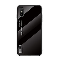 Custodia Silicone Specchio Laterale Sfumato Arcobaleno Cover LS1 per Xiaomi Redmi 9i Nero