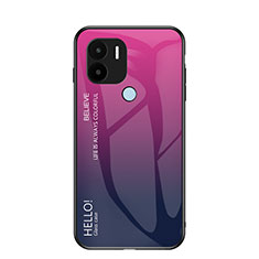 Custodia Silicone Specchio Laterale Sfumato Arcobaleno Cover LS1 per Xiaomi Redmi A1 Plus Rosa Caldo