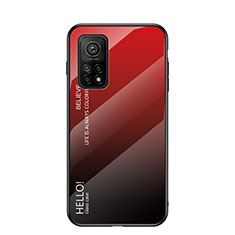 Custodia Silicone Specchio Laterale Sfumato Arcobaleno Cover LS1 per Xiaomi Redmi K30S 5G Rosso
