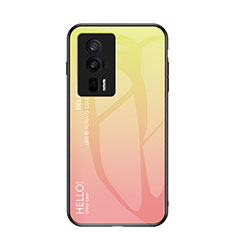 Custodia Silicone Specchio Laterale Sfumato Arcobaleno Cover LS1 per Xiaomi Redmi K60 Pro 5G Giallo