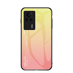 Custodia Silicone Specchio Laterale Sfumato Arcobaleno Cover LS1 per Xiaomi Redmi K60E 5G Giallo