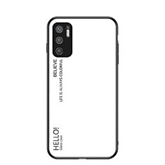 Custodia Silicone Specchio Laterale Sfumato Arcobaleno Cover LS1 per Xiaomi Redmi Note 10 5G Bianco