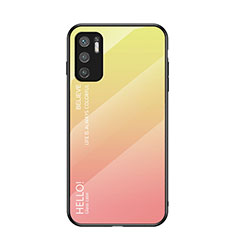 Custodia Silicone Specchio Laterale Sfumato Arcobaleno Cover LS1 per Xiaomi Redmi Note 10 5G Giallo