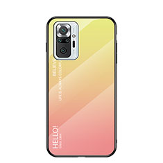 Custodia Silicone Specchio Laterale Sfumato Arcobaleno Cover LS1 per Xiaomi Redmi Note 10 Pro 4G Giallo