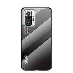Custodia Silicone Specchio Laterale Sfumato Arcobaleno Cover LS1 per Xiaomi Redmi Note 10 Pro 4G Grigio Scuro