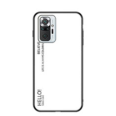 Custodia Silicone Specchio Laterale Sfumato Arcobaleno Cover LS1 per Xiaomi Redmi Note 10 Pro Max Bianco