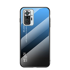 Custodia Silicone Specchio Laterale Sfumato Arcobaleno Cover LS1 per Xiaomi Redmi Note 10 Pro Max Blu