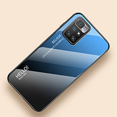 Custodia Silicone Specchio Laterale Sfumato Arcobaleno Cover LS1 per Xiaomi Redmi Note 11 4G (2021) Blu