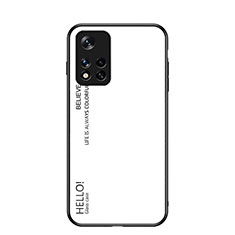 Custodia Silicone Specchio Laterale Sfumato Arcobaleno Cover LS1 per Xiaomi Redmi Note 11 5G Bianco