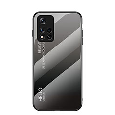 Custodia Silicone Specchio Laterale Sfumato Arcobaleno Cover LS1 per Xiaomi Redmi Note 11 5G Grigio Scuro