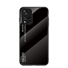 Custodia Silicone Specchio Laterale Sfumato Arcobaleno Cover LS1 per Xiaomi Redmi Note 11 5G Nero